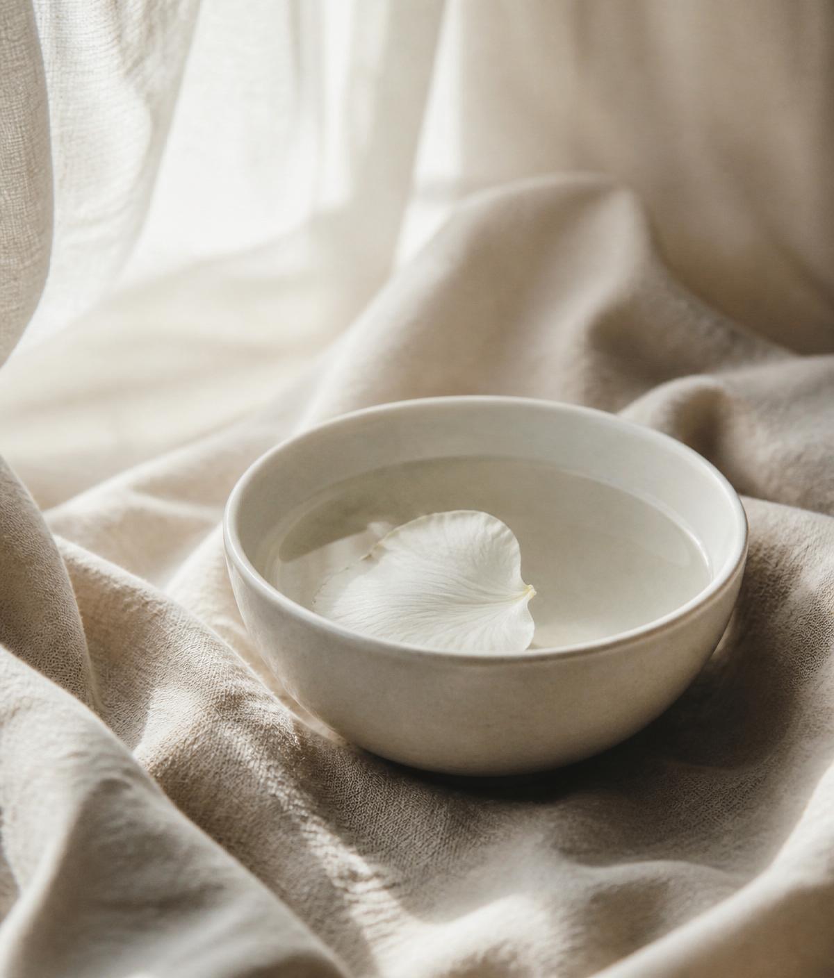 Cupped hands cradling soft sunlight on linen